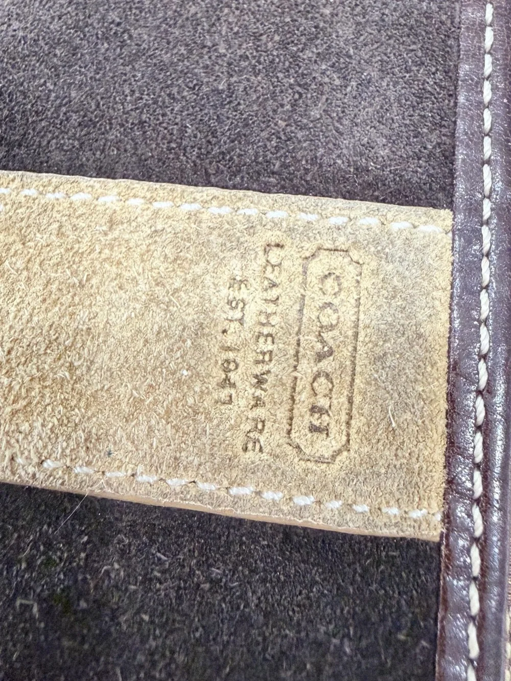Coach Tan and Dark Brown Signature Stripe Messenger Bag
